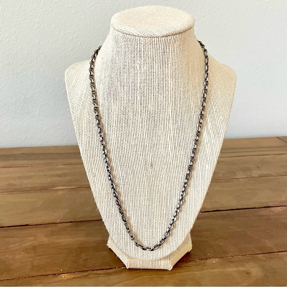 21” sterling silver button link chain